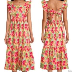 Peyton & Parker Mommy & Me Floral Ruffled Smocked Tie-Back Maxi Dress Size M